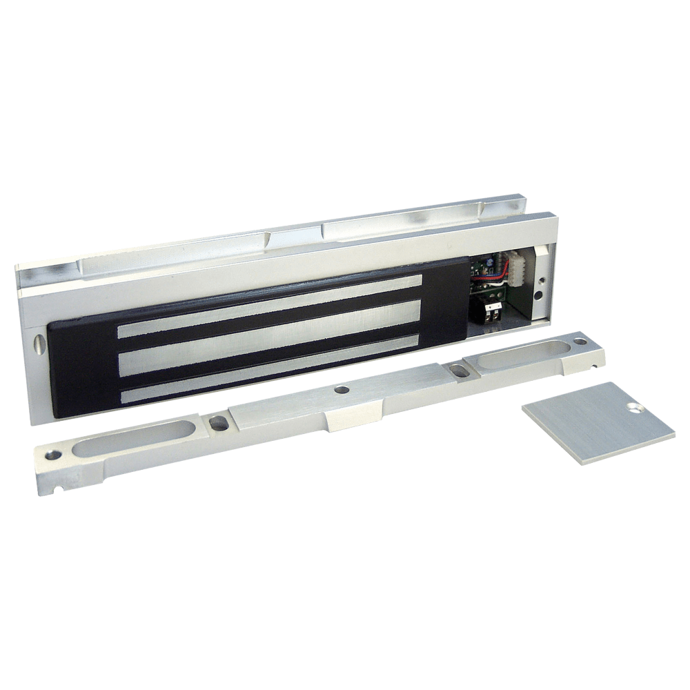 Securitron M38 Maglock, 600lbs. Holding Force, Bracket Mount, 12/24VDC, Satin Aluminum Clear Anodized