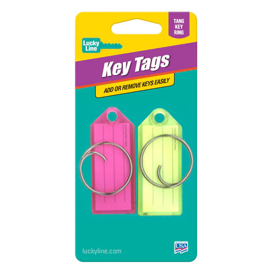 Lucky Line 12302 Key Tag with Tang Ring 2 Per Card