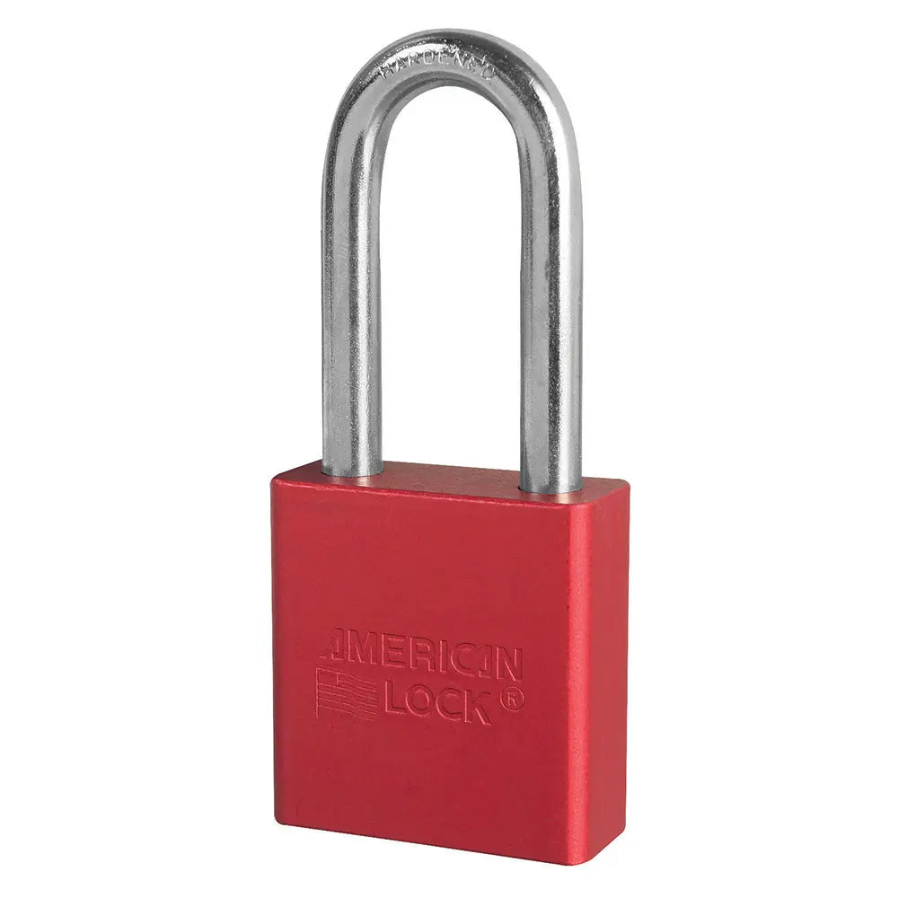 American Lock A1206RED Red Anodized Aluminum Safety Padlock, 1-3/4" Body, 2" Tall 5/16" Diameter Shackle, Keyed Different