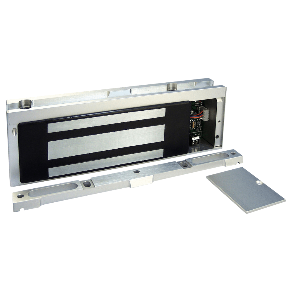 Securitron M68 Maglock, 1200lbs. Holding Force, Bracket Mount, 12/24VDC, Satin Aluminum Clear Anodized