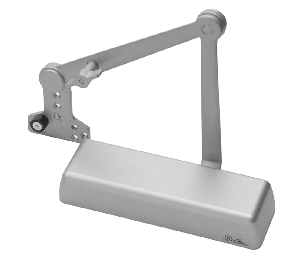 Norton 410XCPST 689 Door Closer, Heavy Duty Hold Open Arm w/Removable Stop and Spring Buffer, Adjustable Size 1-6, Aluminum