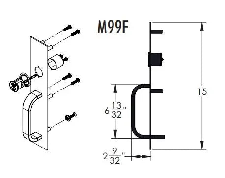 Marks USA M99F/32D-G3 Fixed Pull Night Latch Trim with Cylinder Hole, Less Cylinder