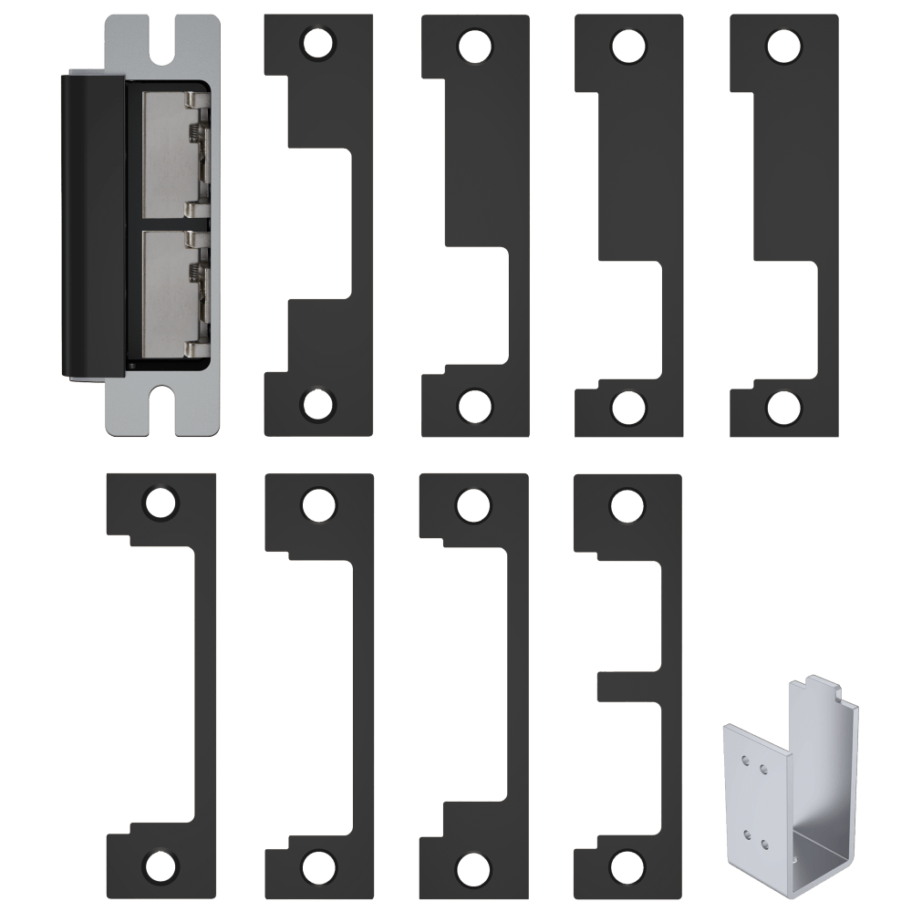 HES 1600-CS-BSP-DLM Grade 1 Electric Strike, For Cylindrical or Mortise Latchbolt and Deadbolt Locks, Auto-Sensing 12/24 VDC, Field Selectable Fail Safe/Fail Secure, Includes 1J, 1K, 1KD, 1KM, 1N, 1ND, 1NM, 1NTD Options, Dual Lock Monitor, Black
