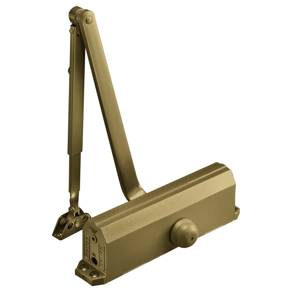 Norton 1601 696 Grade 1 Tri Mount Surface Closer, Pull Side, Regular, 180 Deg. Swing, Adjustable Size 1-6, Satin Brass Painted Finish, Non-Handed