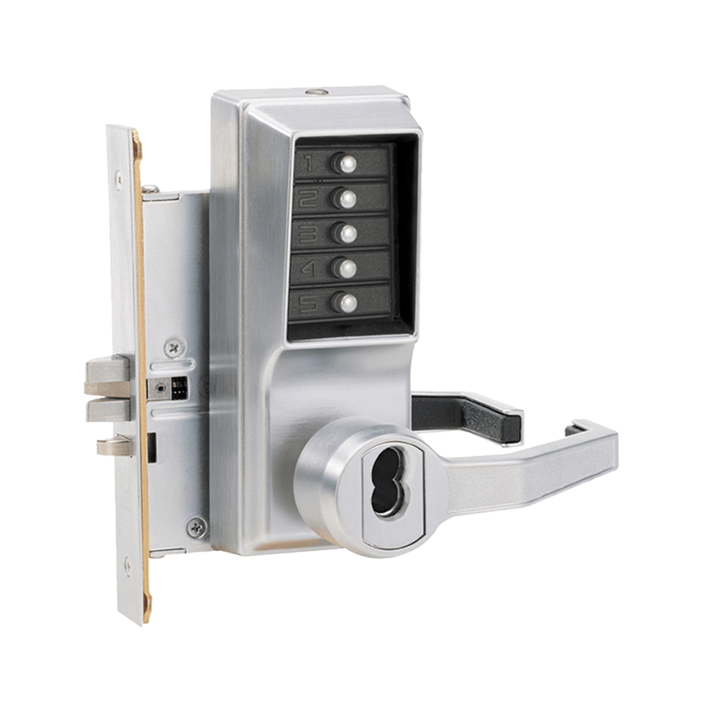 DormaKaba R8146S-26D-41 Mortise Combination Lever Lock, Key Override, Passage, Lockout, Schlage FSIC Prep, Less Core, Satin Chrome