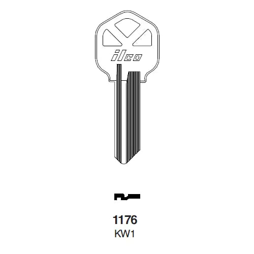 Kaba Ilco 1176 KW1 Key Blank – Kwikset KW1 Keyway, Nickel-Plated Brass, 5-Pin