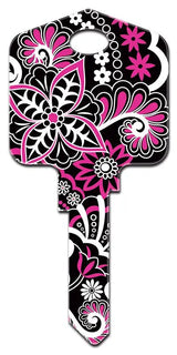 SC1-PG8 Pampered Girls PSYCHEDELIC FLORAL House Key Blank Schlage Keyway