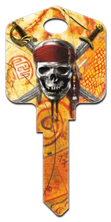 SC1-D28 Disney Pirates of the Caribbean Skull & Swords Hosue Key Blank, Schlage