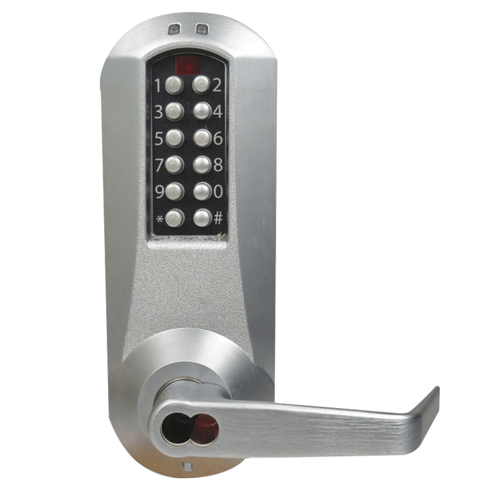 DormaKaba E5031RWL-626-41 E-Plex 5000 Cylindrical Lock, Winston Lever, 100 Access Codes, 3,000 Audit Events, Sargent LFIC Prep, Less Core, 2-3/4" Backset, 1/2" Throw, Satin Chrome