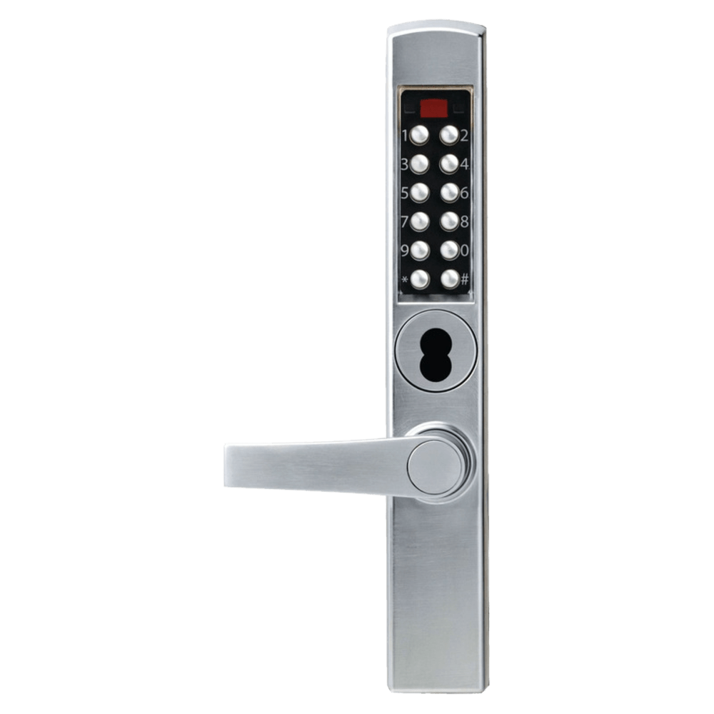 DormaKaba E3066BNL-0-626-41 E-Plex 3000 for Adams Rite Deadbolts, 300 Access Codes, 9,000 Audit Events, 6/7-Pin SFIC Prep, Less Core, Lever, Remote Unlock, Satin Chrome