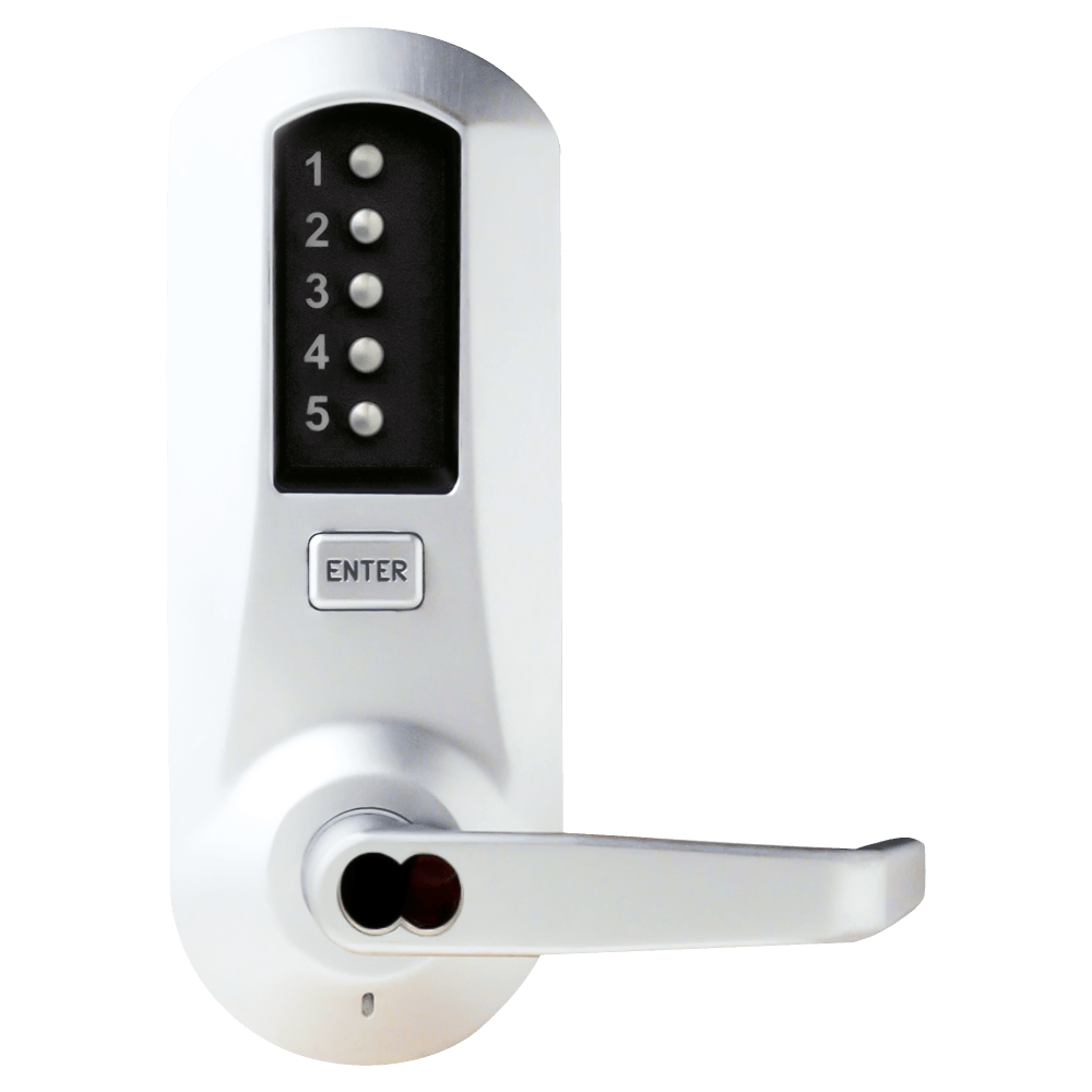 DormaKaba 5021BWL-026-41 Cylindrical Combination Lever Lock, 2-3/4" Backset, 1/2" Throw Latch, 6/7-Pin SFIC Prep, Less Core, Bright Chrome