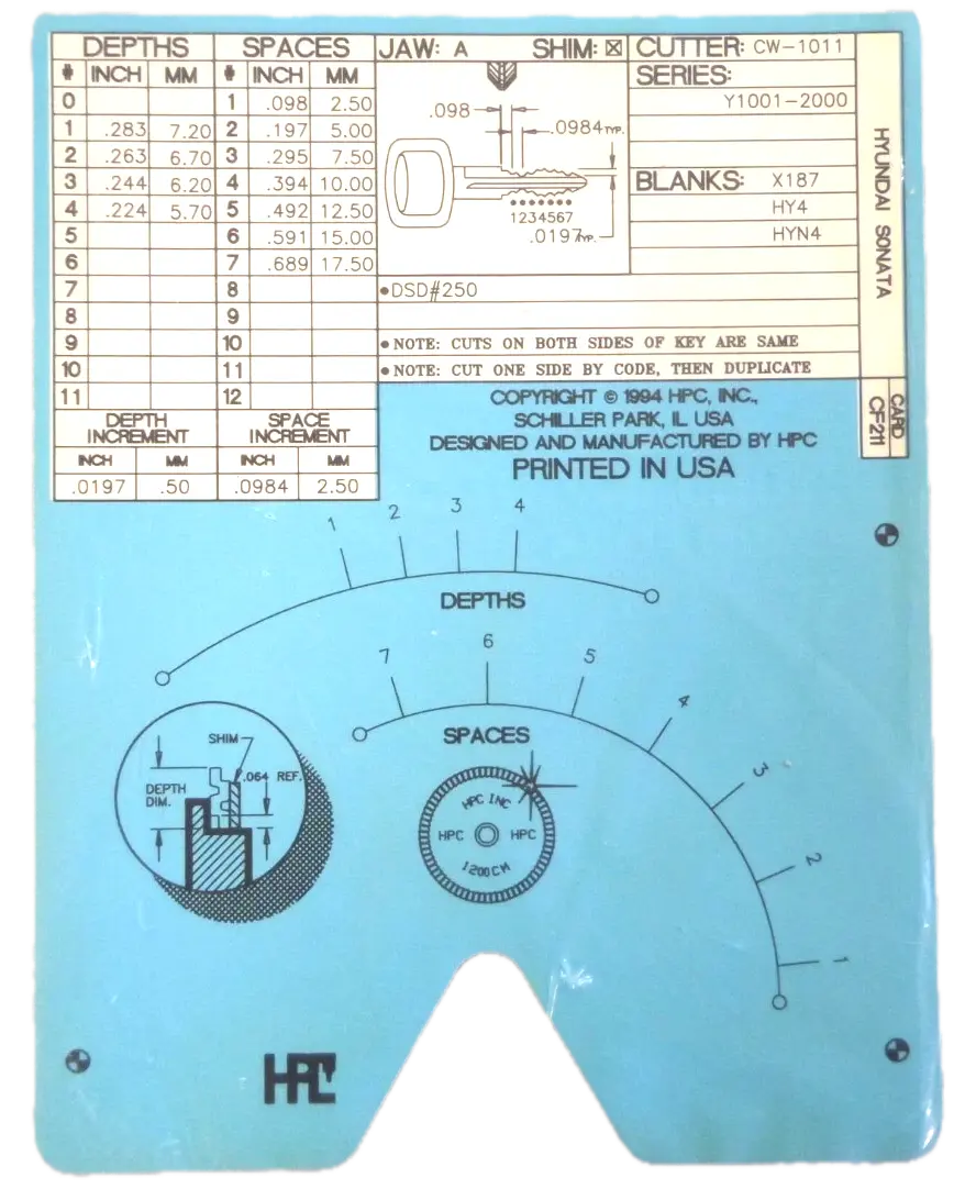 HPC CF211 HPC Code Card Hyundai Sonata
