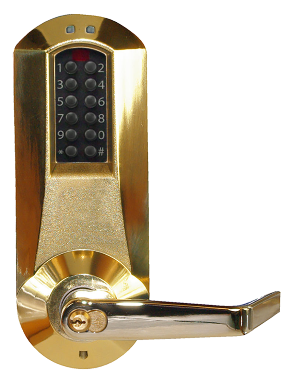 DormaKaba E5066RWL-RU-605-41 E-Plex 5000 Mortise Lock, Winston Lever, 100 Access Codes, 3,000 Audit Events, Sargent LFIC Prep, Less Core, Remote Unlock, Bright Brass