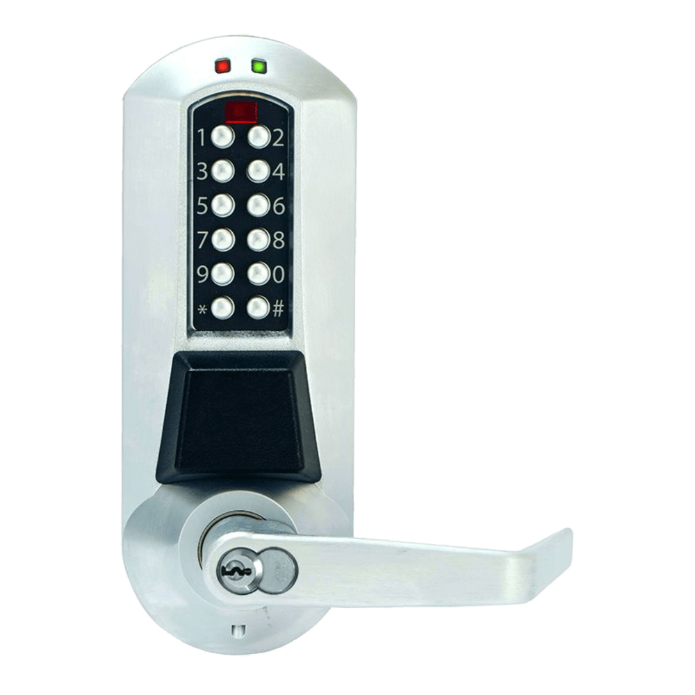DormaKaba E5835MWL-626-41 E-Plex FIPS 201.1 Cylindrical Lock, Medeco/Yale/ASSA/Abloy LFIC Prep, Less Core, 2-3/4" Backset, 3/4" Throw, Satin Chrome