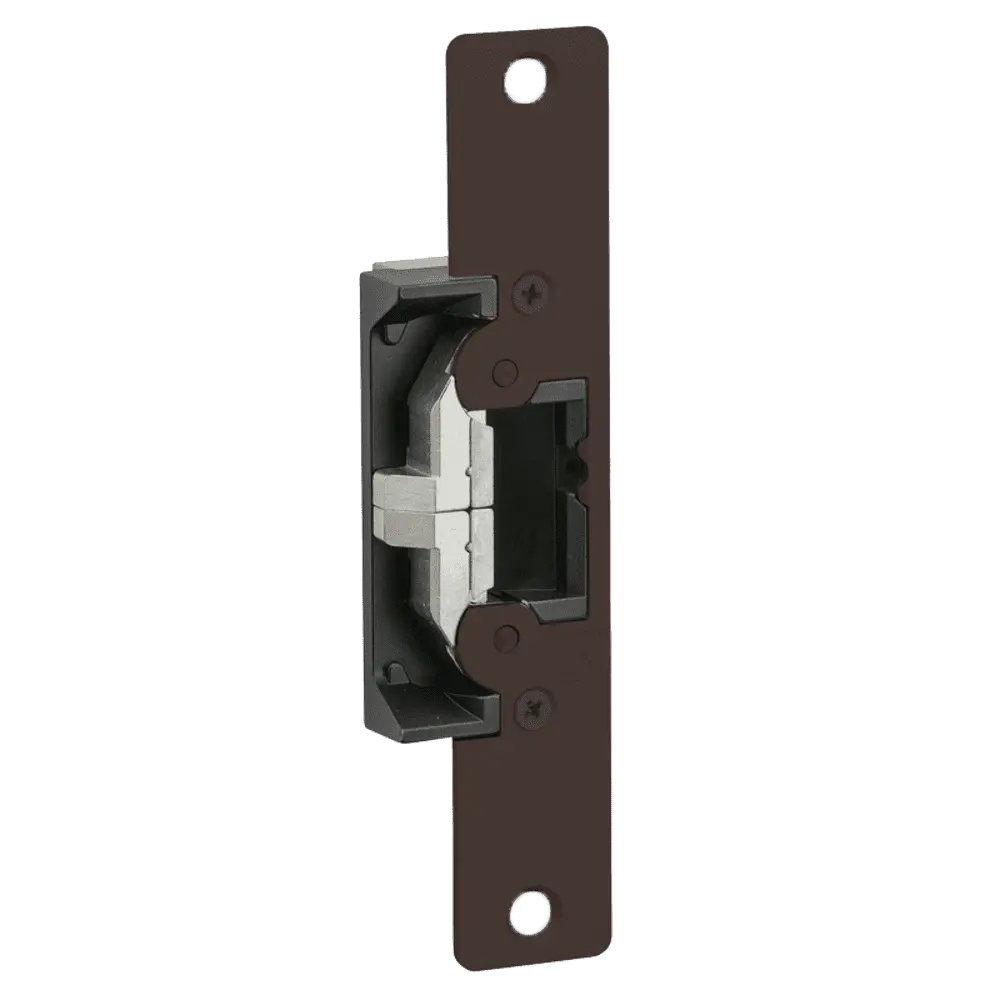 Adams Rite 7430-313 Electric Strike, Field Selectable (Fail Safe/Fail Secure), For Aluminum, Hollow Metal or Wood Applications, 6-7/8" x 1-1/4" Flat Faceplate with Radius Corners, 12, 16, 24 VAC/DC, Dark Bronze Anodized Aluminum