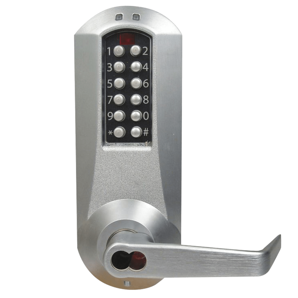 DormaKaba E5031BWL-626-41 E-Plex 5000 Cylindrical Lock, Winston Lever, 100 Access Codes, 3,000 Audit Events, 6/7-Pin SFIC Prep, Less Core, 2-3/4" Backset, 1/2" Throw, Satin Chrome