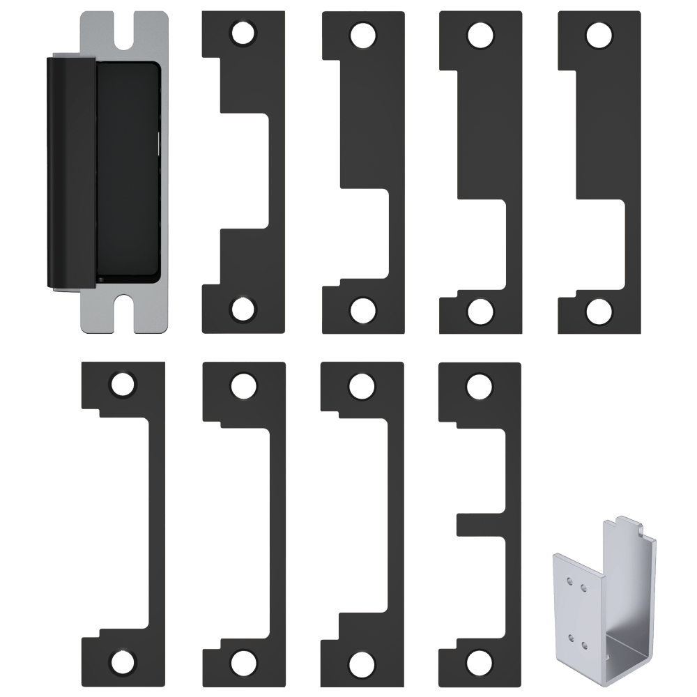 HES 1600-CS-BSP Grade 1 Electric Strike, For Cylindrical or Mortise Latchbolt and Deadbolt Locks, Auto-Sensing 12/24 VDC, Field Selectable Fail Safe/Fail Secure, Includes 1J, 1K, 1KD, 1KM, 1N, 1ND, 1NM, 1NTD Options, Black
