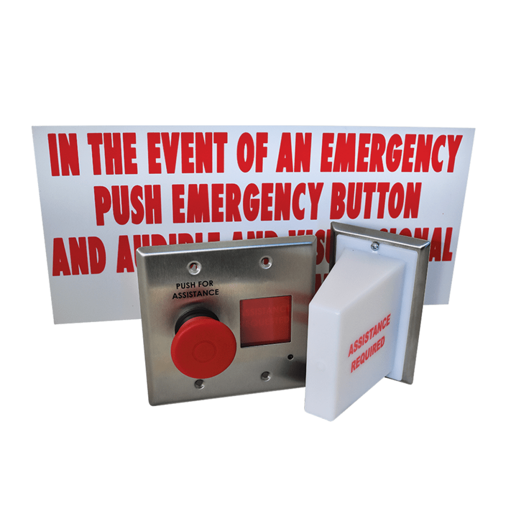 BEA 10EMERGENCYKIT Assistance Required Signal (LED + Adjustable Sounder) for Outside Signaling, Push for Emergency Assistance Button + Indicator (LED + Selectable Sounder) Combined Unit for Ease of Installation, Double-Sided French/English Signage