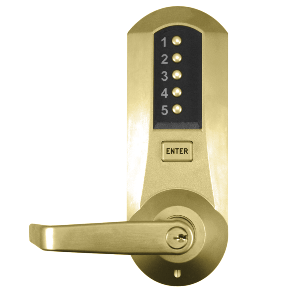DormaKaba 5031XKWL-04-41 Cylindrical Combination Lever Lock, Interior Combination Change, DOD, 2-3/4" Backset, 1/2" Throw Latch, KIL, Kaba 90 Keyway, Satin Brass