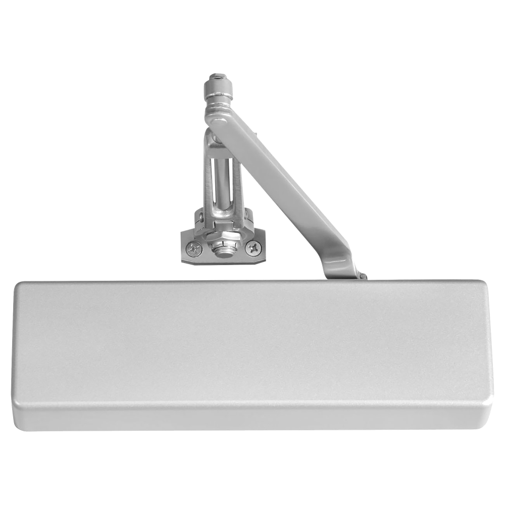 Norton 7500HM 689 Grade 1 Tri Mount Friction Hold Open Door Closer, Push or Pull Side, Regular Arm, Size 1 to 6, Metal Cover, Aluminum Painted Finish, Non-Handed