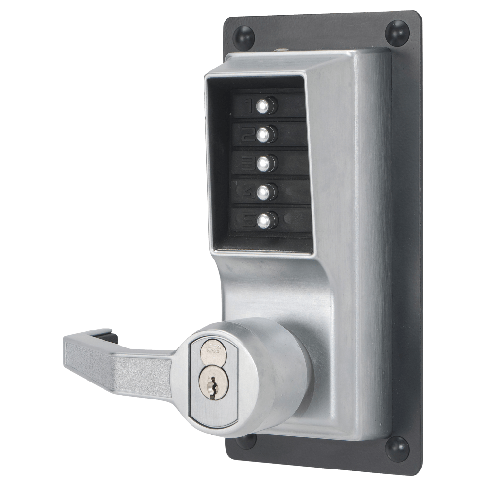 DormaKaba LLP1020C-26D-41 Exit Trim Lever Lock, Combination and Key Override, Left Hand Reverse, Corbin Russwin 6-Pin LFIC Prep, Less Core, Satin Chrome