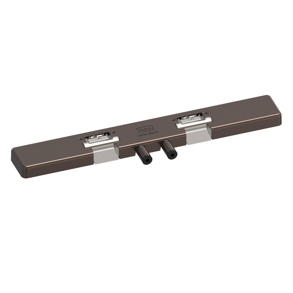 HES 9200N-613E-LM Grade 1 Field Selectable (Safe/Secure) 12/24VDC Electric Strike for Glass Double Doors with Vertical Rods, 4-5/8" Centered Keeper Spacing, Latchbolt Monitoring , Dark Oxidized Bronze Finish