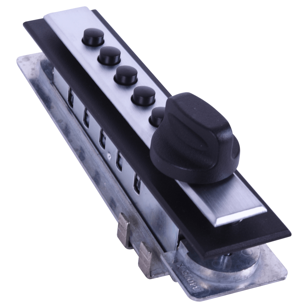 DormaKaba 9663C20-26D-41 Cabinet Lock, 14 to 20 Gauge Sheet Metal, End Throw w/Cross Throw Parts, Clutch Ball Bearing Knob, With Trim Plate, Standard Deadbolt, Satin Chrome