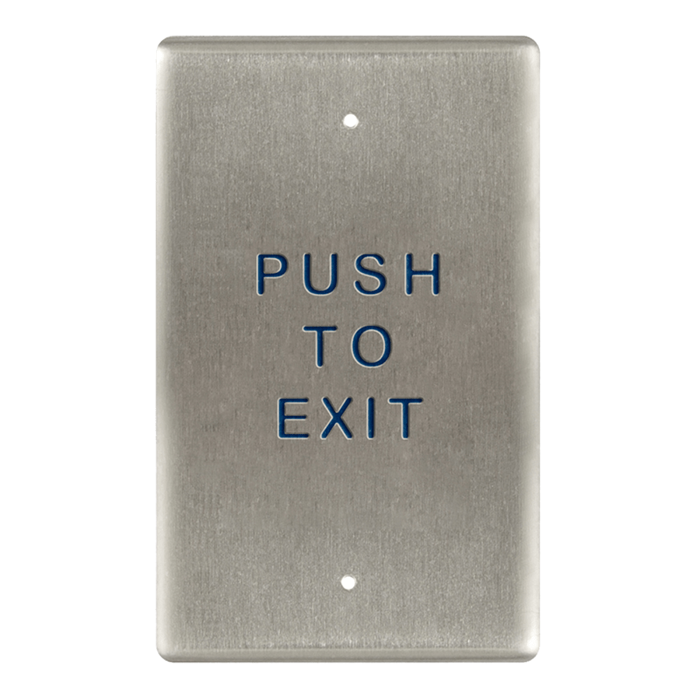 BEA 10PBO24E Stainless steel push plate, 2.75" x 4.5", single gang, blue text only