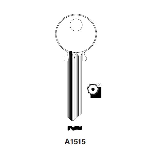Kaba Ilco A1515 High-Security Key Blank – Medeco Air 6-Pin, Nickel Silver