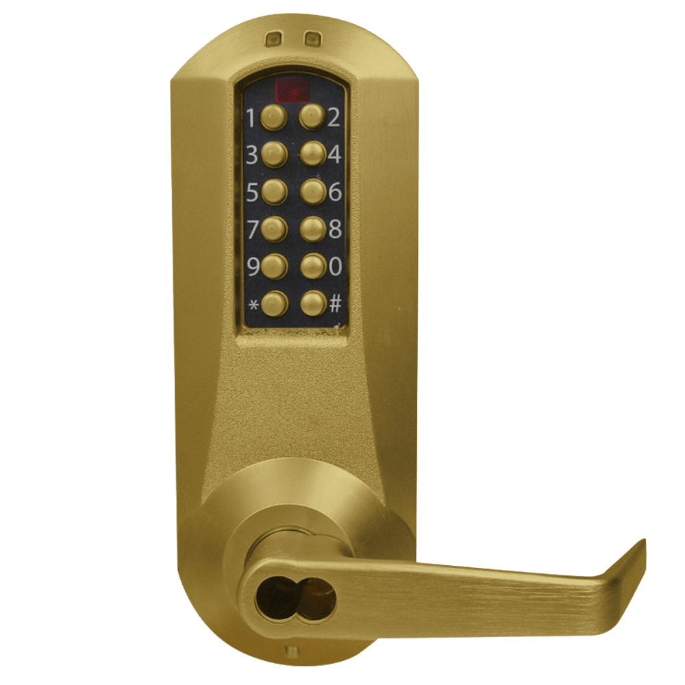 DormaKaba E5066SWL-606-41 E-Plex 5000 Mortise Lock, Winston Lever, 100 Access Codes, 3,000 Audit Events, Schlage FSIC Prep, Less Core, Satin Brass