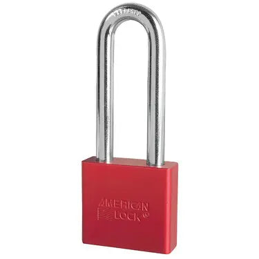 American Lock A1307RED Red Anodized Aluminum Safety Padlock, 2" Body, 3" Tall 3/8" Diameter Shackle, Keyed Different