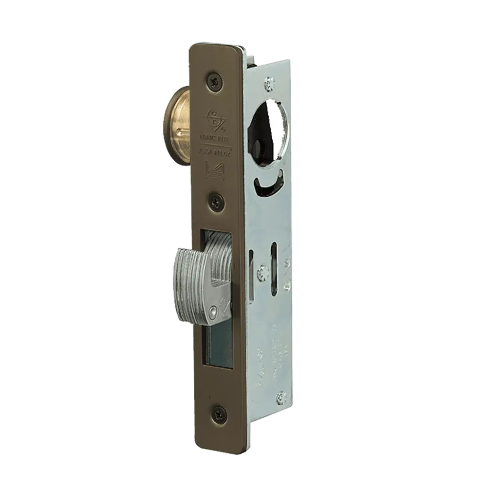 Adams Rite MS1850S-350-313 Hookbolt Mortise Deadlock, Flat Faceplate, 1-1/8" Backset, 13/16" Throw, Dark Bronze Anodized Aluminum Finish