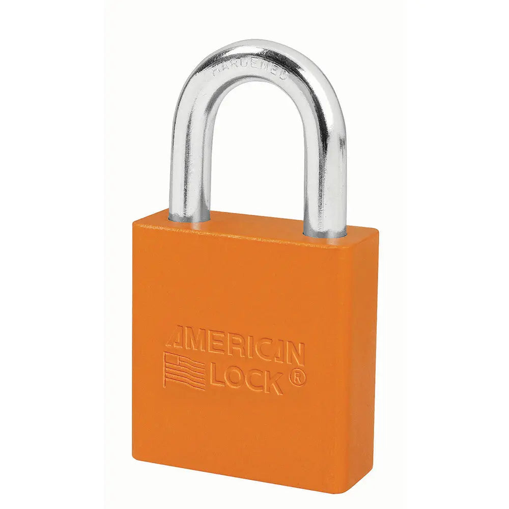 American Lock A1205KAORJ 27676 Orange Anodized Aluminum Safety Padlock, 1-3/4" Body, 1-1/8" Tall 5/16" Diameter Shackle, Keyed Alike