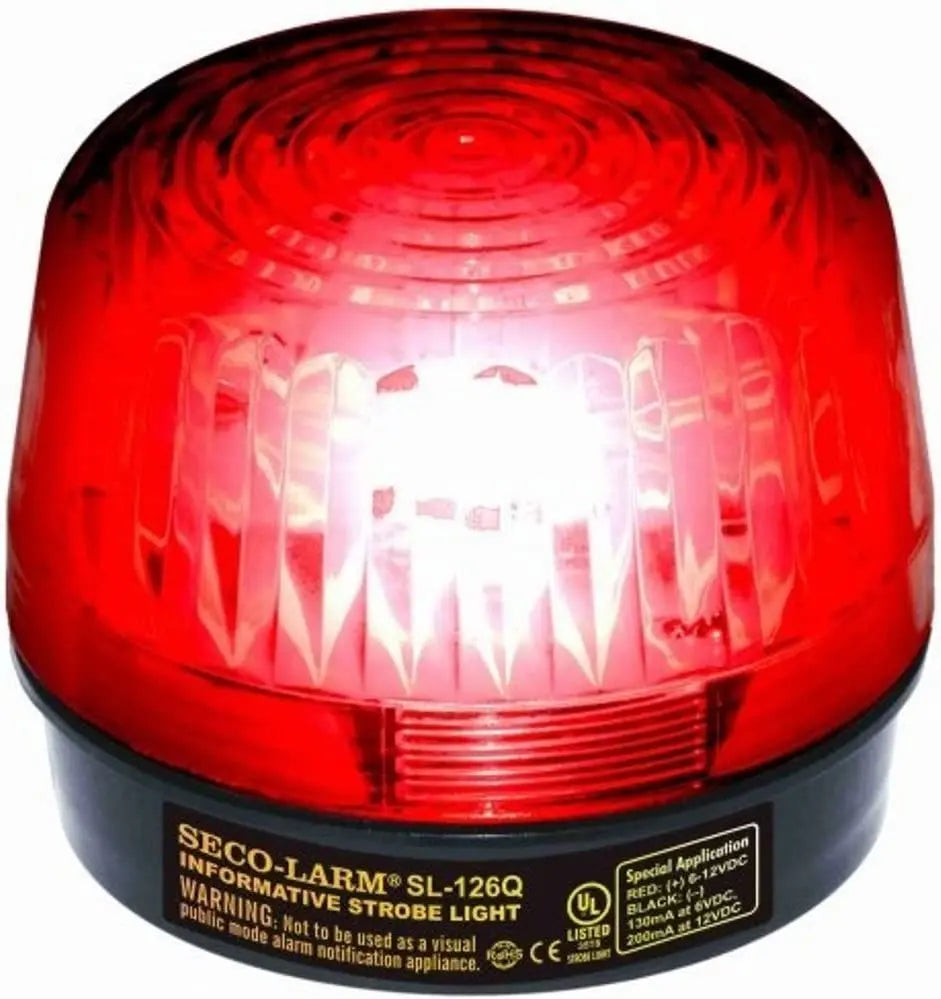 Seco-Larm SL-126Q/R 6-12 VDC 2-wire Strobe Light, Xenon tube, UL Listed, Red