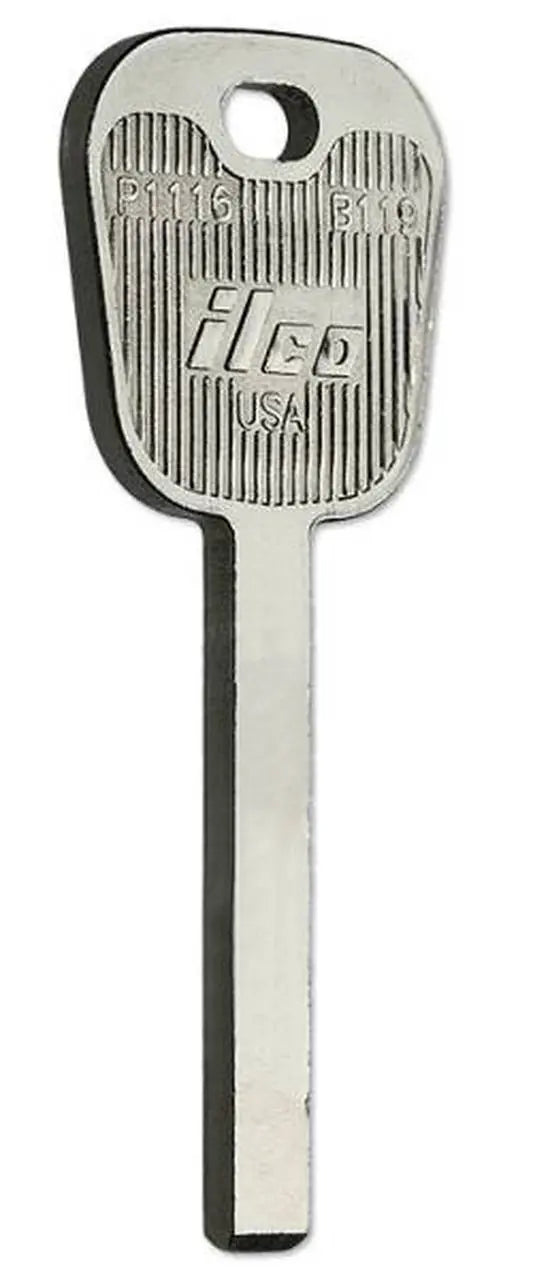 Kaba Ilco P1116 Automotive Key Blank – GM High-Security HU100 Metal Head, Non-Transponder