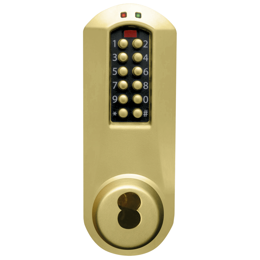 DormaKaba E5031RWK-606-41 E-Plex 5000 Cylindrical Lock, Winston Knob, 100 Access Codes, 3,000 Audit Events, Sargent LFIC Prep, Less Core, 2-3/4" Backset, 1/2" Throw, Satin Brass
