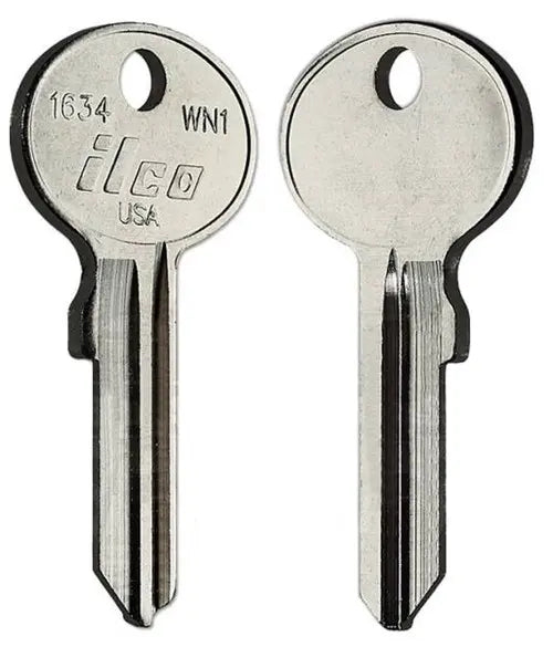 Kaba Ilco 1634 Wind Mailbox Key Blank – WN1 Keyway, Nickel-Plated Brass