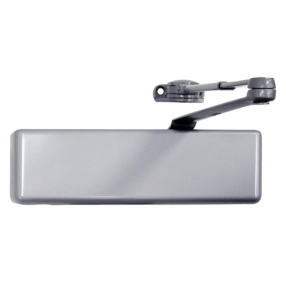LCN 4040XP-H 689 Grade 1 Surface Door Closer, Hold Open Arm, Push or Pull Side Mounting, 120 Degree Swing, Adjustable Size 1-6, Plastic Cover, Aluminum Painted Finish, Non-Handed