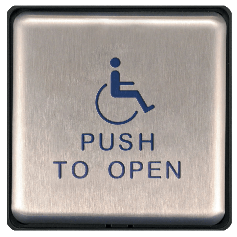 BEA 10EMS4751 4.75" Square Push Plate, Slim Profile, Blue Handicapped Logo and "Push to Open" Text