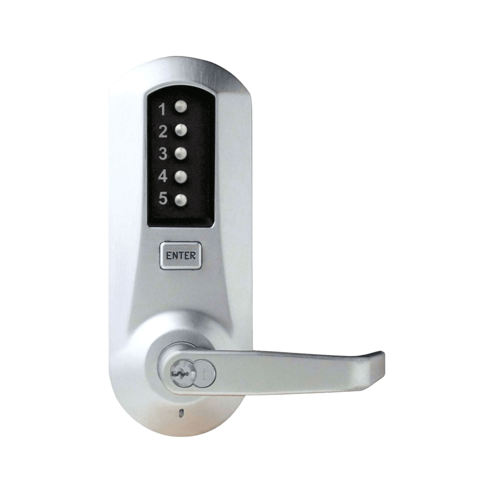 DormaKaba 5025BWL-26D-41 Cylindrical Combination Lever Lock, 2-3/4" Backset, 3/4" Throw Latch, 6/7-Pin SFIC Prep, Less Core, Satin Chrome