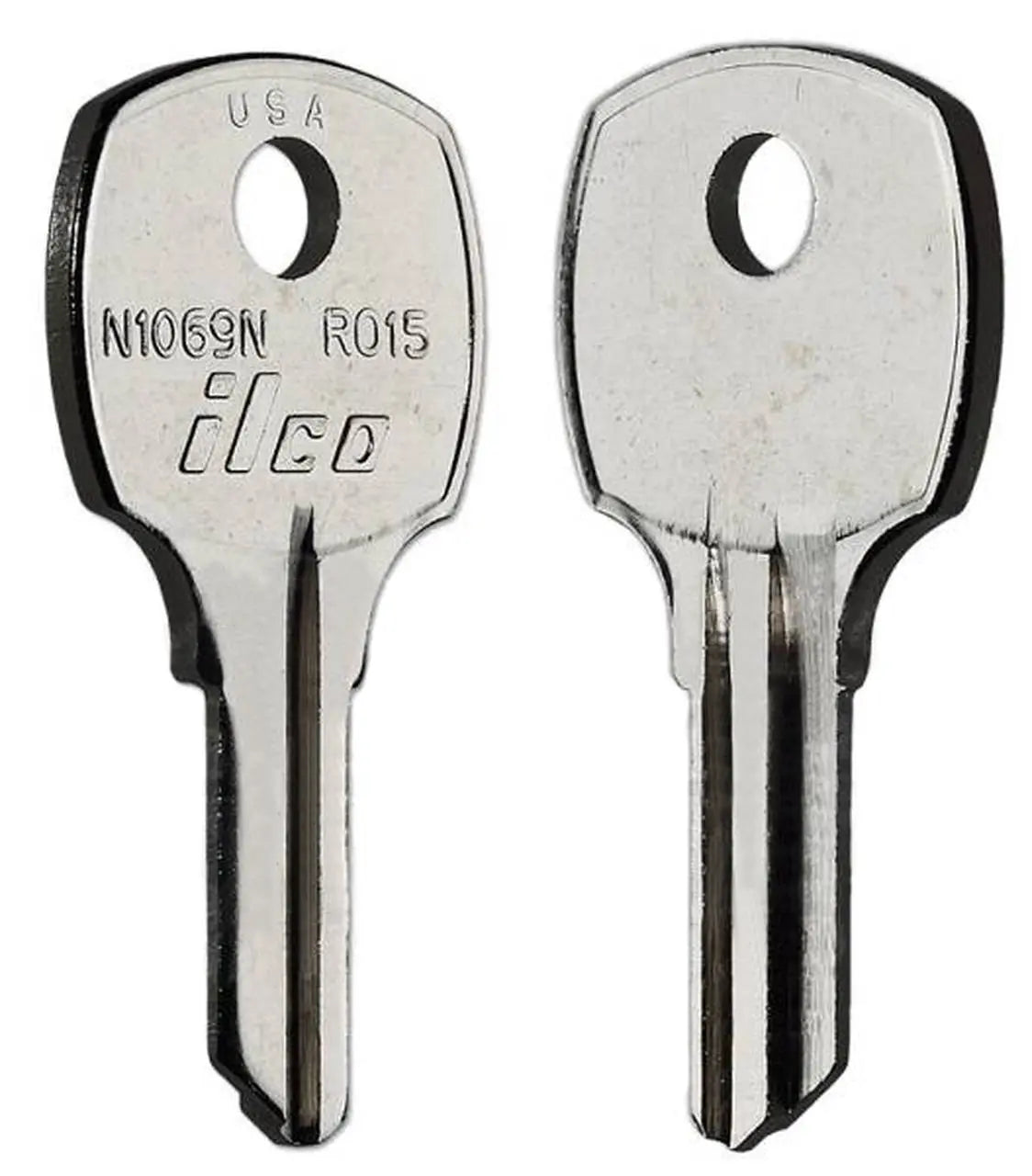 Kaba Ilco N1069N Cabinet Lock Key Blank – National/R015 Keyway, Nickel-Plated Brass
