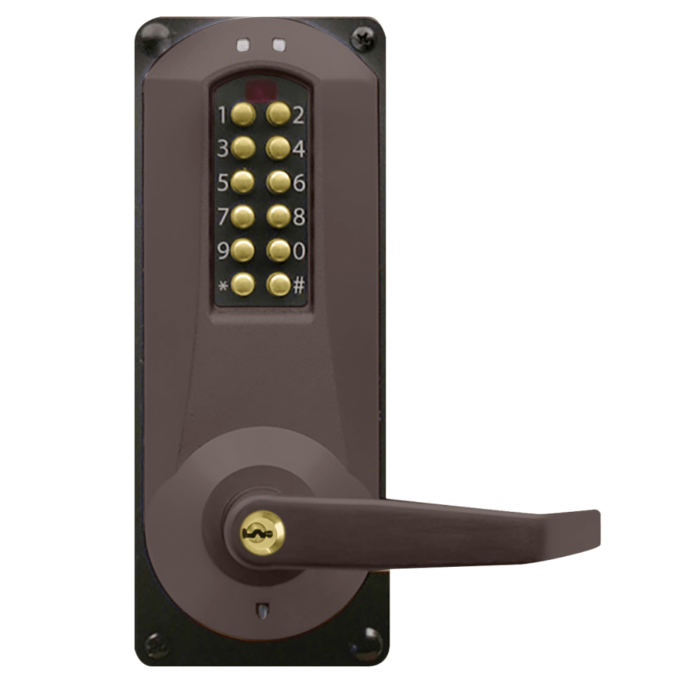 DormaKaba E5086XKWL-744-41 E-Plex 5086 Entry/Egress Back to Back Mortise Lock, 100 Access Codes, 3,000 Audit Events, KIL, Kaba 90 Keyway, Dark Bronze with Brass Accents