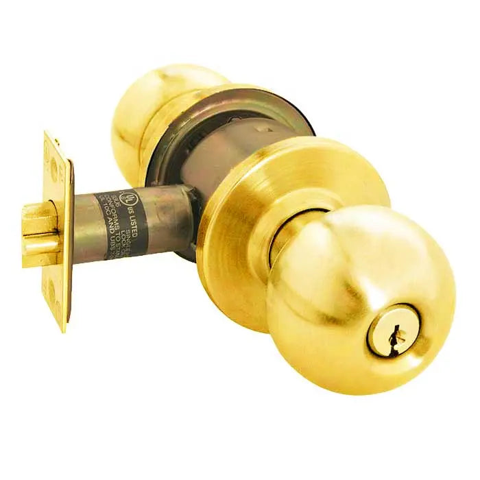 Arrow Lock RK12-BD-03-R60-R70-KD-CS Grade 2 Ball Knob Lock, Storeroom, Polished Brass, SC1, 2-3/8"