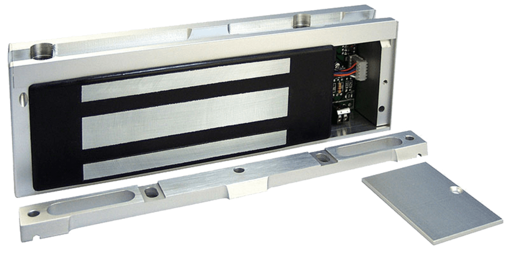 Securitron M68D Maglock, 1200lbs. Holding Force, Door Position Switch, Bracket Mount, 12/24VDC, Satin Aluminum Clear Anodized
