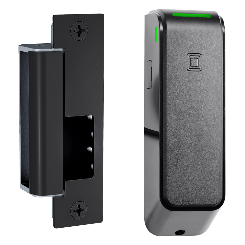 HES ES100-15L-IPS-BSP Grade 1 Electric Strike, Aperio Wireless, Reader and 1500 Strike, Complete Pac for Latchbolts, Convenience (Not Monitored), RFID (HID multiCLASS SE), Black Suede Powder Coat Finish