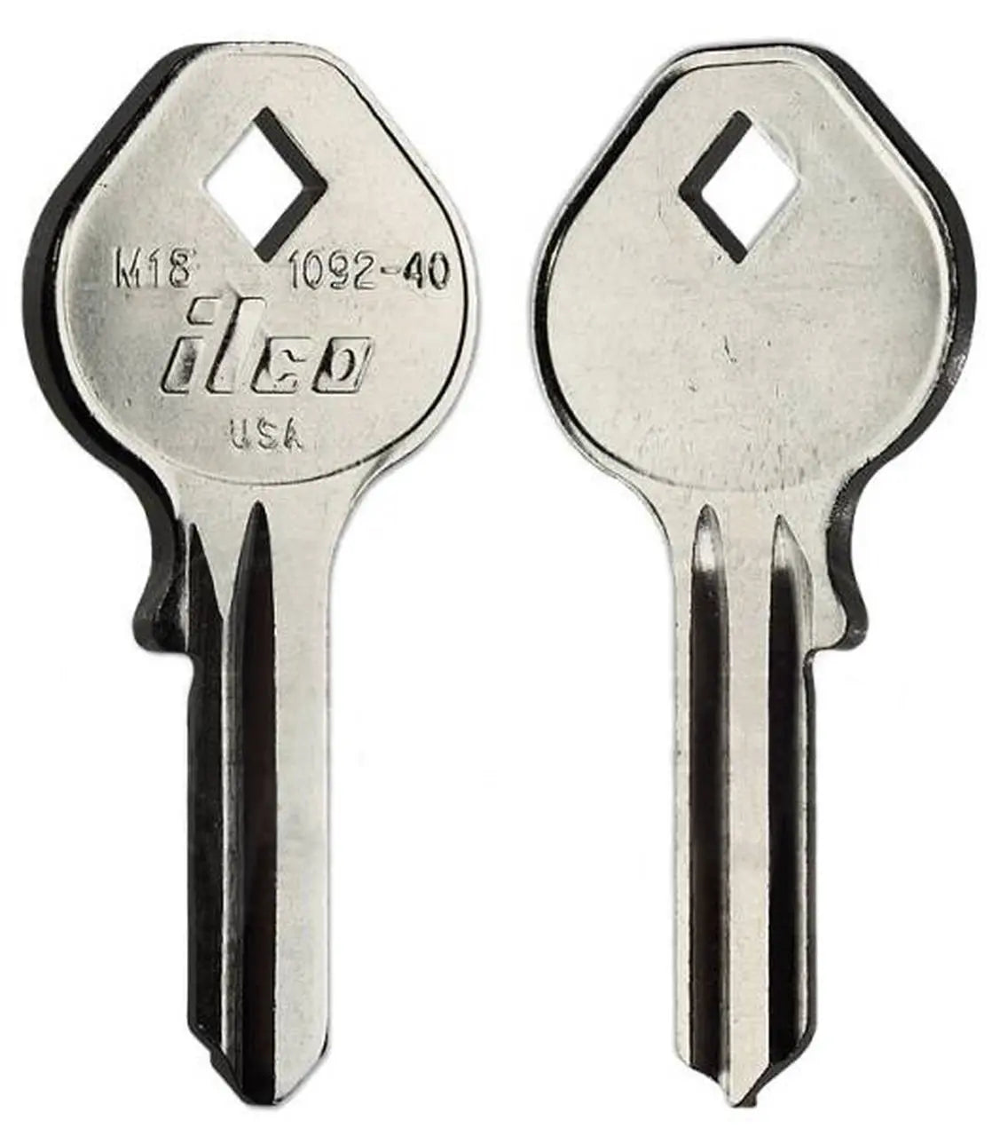 Kaba Ilco 1092-40 Padlock Key Blank – M18 Master Keyway, Nickel-Plated Brass