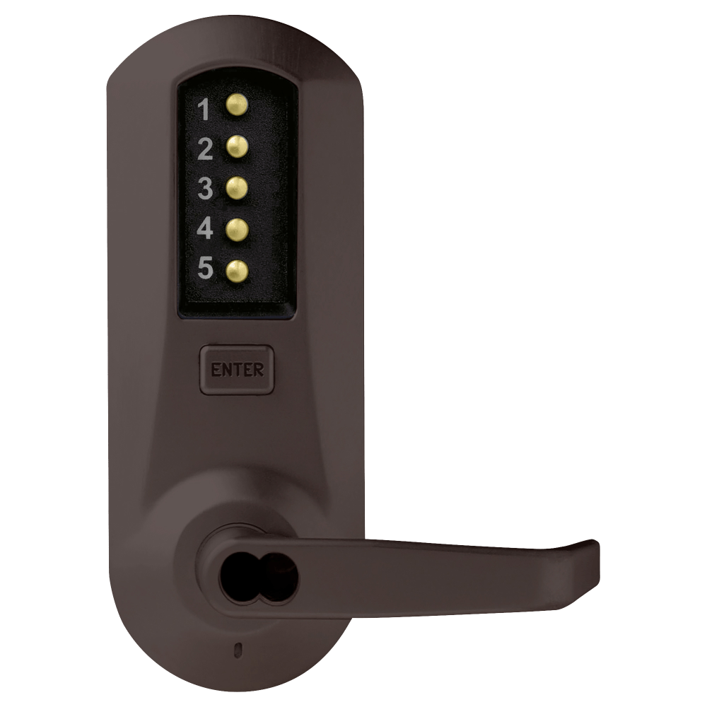 DormaKaba 5021BWL-744-41 Cylindrical Combination Lever Lock, 2-3/4" Backset, 1/2" Throw Latch, 6/7-Pin SFIC Prep, Less Core, Dark Bronze with Brass Accents