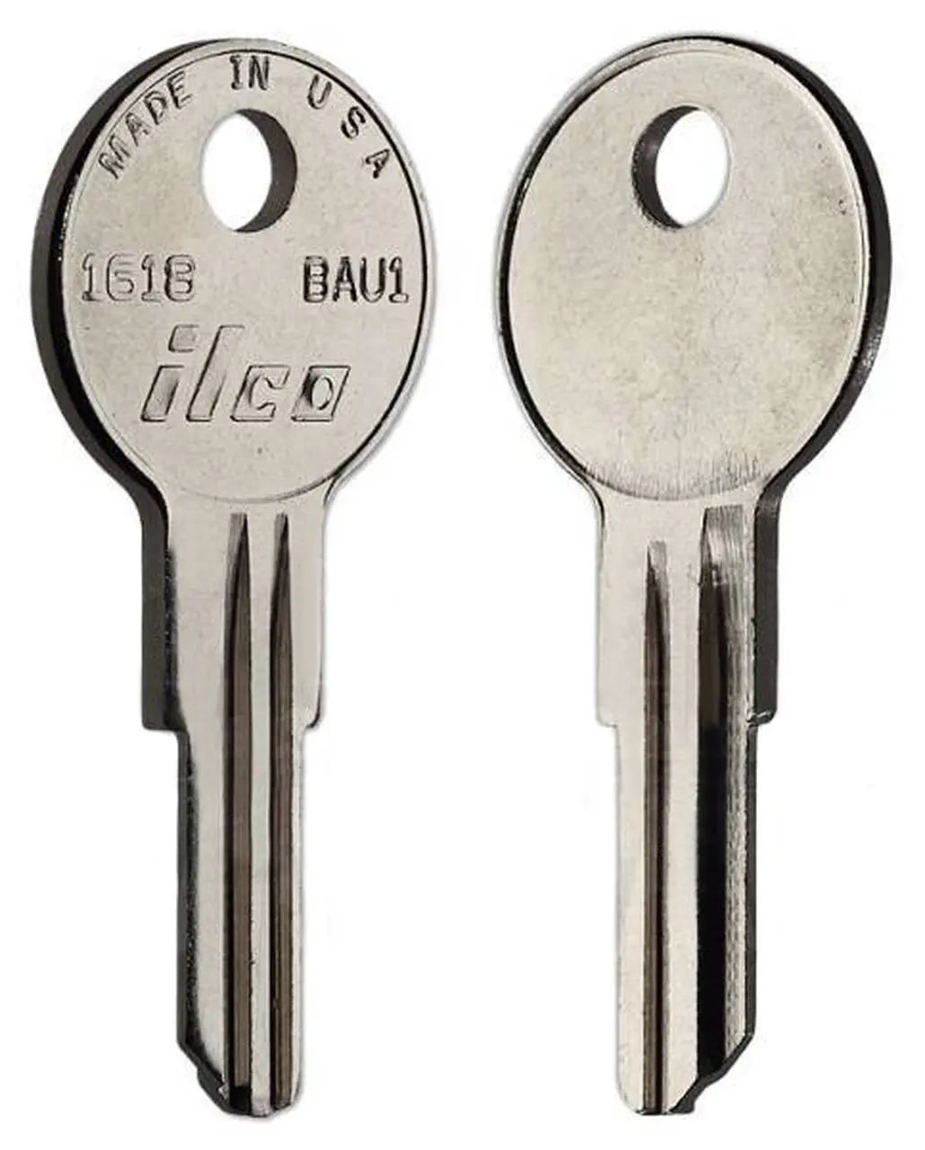 Kaba Ilco 1618 Bauer T & L Handle Key Blank – Nickel-Plated Brass (BAU1)