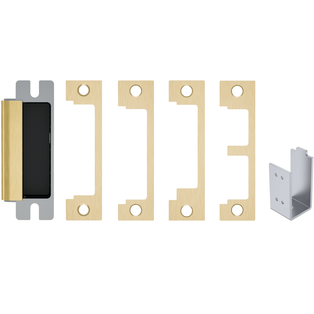 HES 1600-CDB-606 Grade 1 Electric Strike, For Cylindrical or Mortise Latchbolt and Deadbolt Locks, Auto-Sensing 12/24 VDC, Field Selectable Fail Safe/Fail Secure, Includes 1N, 1ND, 1NM, 1NTD Options, Satin Brass
