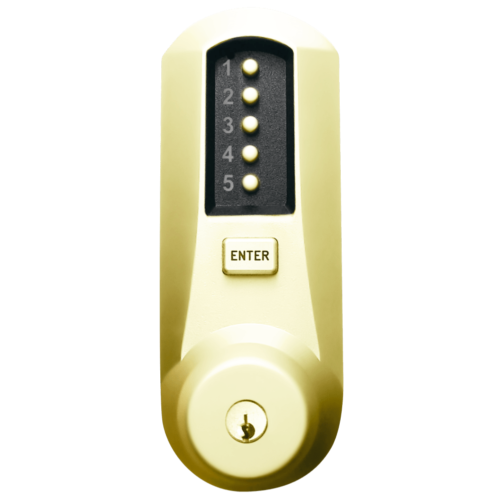DormaKaba 5022XKWL-03-41 Cylindrical Combination Lever Lock, 2-3/8" Backset, 1/2" Throw Latch, KIL, Kaba 90 Keyway, Bright Brass